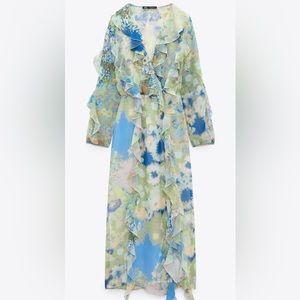 NWT Zara ruffle midi dress